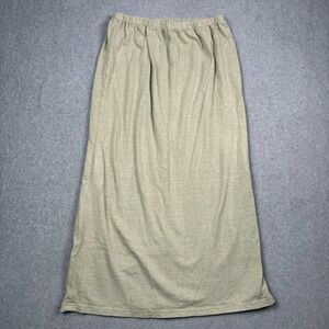 Earth Creations Skirt Womens L Beige Hemp Organic Cotton Button Maxi Granola USA